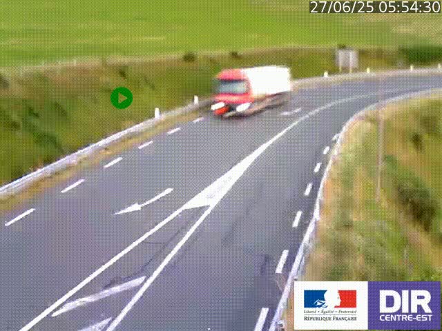 Webcam sur le col Pin Bouchain, vue orientée vers Roanne, en provenance de Lyon sur la nationale 7 (N7)