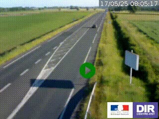 Webcam routière sur la RN7 à hauteur de Toulon-sur-Allier, entre Moulins et Vichy