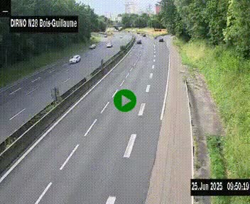 Webcam routière à hauteur de Bois-Guillaume en périphérie de Rouen. Vue orientée vers Rouen