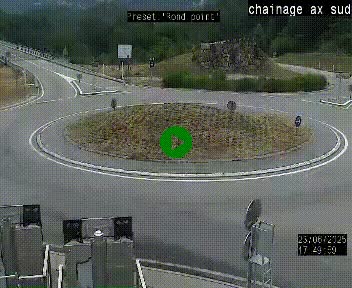 Webcam au nord d'Ax-les-Thermes au niveau de l'aire de chaînage de la N20. Vue orientée vers les Pyrénées, en direction de Pas de la Case