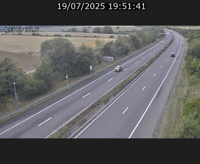 Webcam info trafic A13 à hauteur de Mondorf-les-bains. Vue orientée vers Altwies