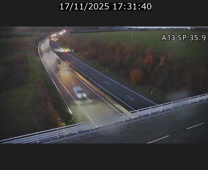 Webcam trafic sur A13 à l'entrée ouest du tunnel Markusbierg à Remerschen. Vue orientée vers Mondorf-les-Bains.