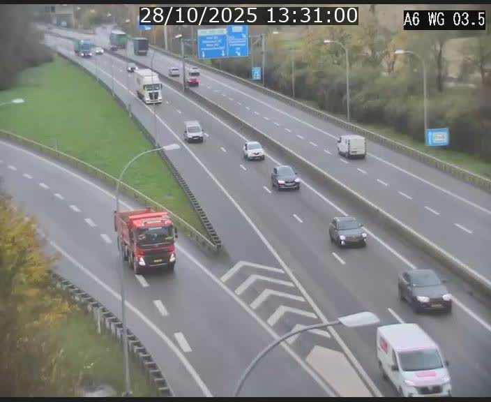 Traffic live webcam Luxembourg - Croix de Cessange - A6 - BK 3.5 - direction France/Allemagne