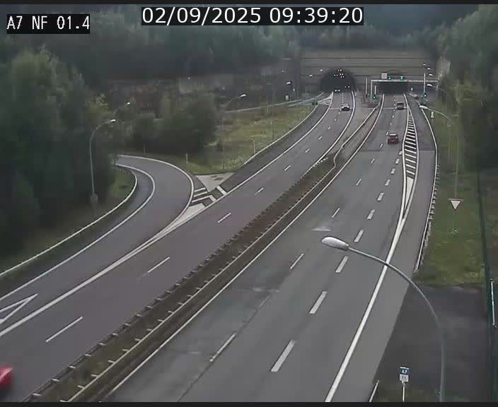 Caméra autoroute Luxembourg A7 - Echangeur Waldhaff - direction Tunnel Stafelter