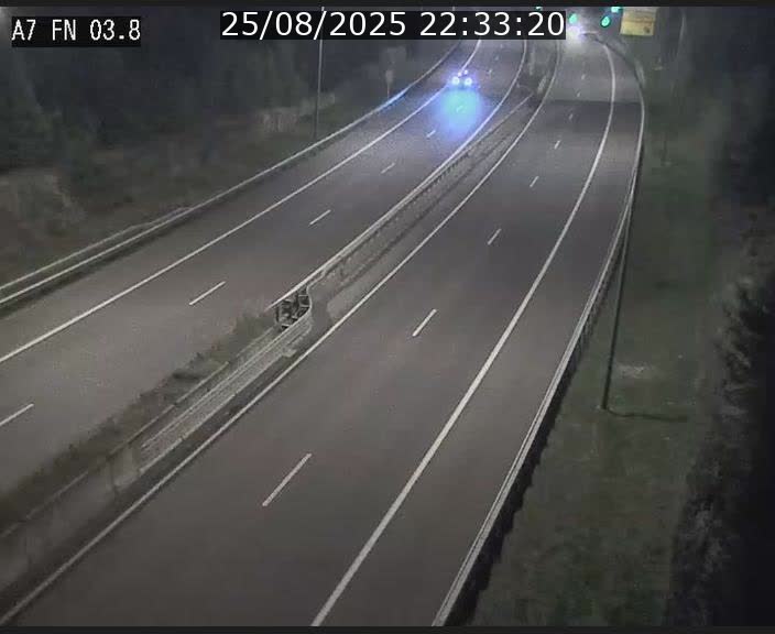 Caméra autoroute Luxembourg A7 - Passage à gibier Rëngelbour - direction Tunnel Stafelter