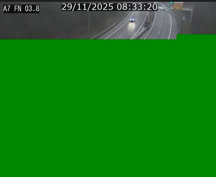 Caméra autoroute Luxembourg A7 - Passage à gibier Rëngelbour - direction Tunnel Stafelter