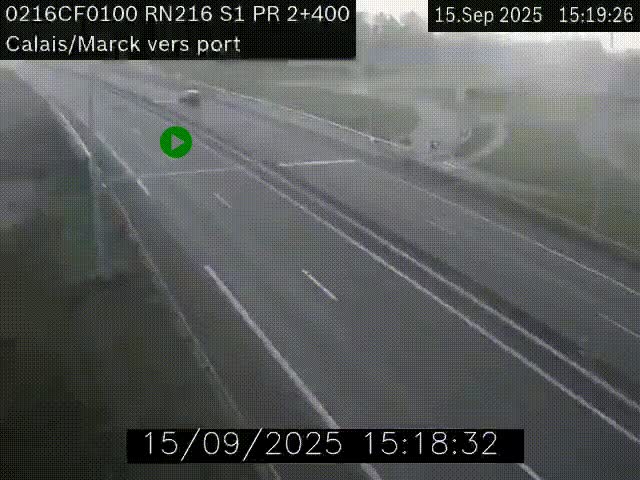 Webcam à Calais sur A216 (N216) en direction du port (harbour) de Calais.