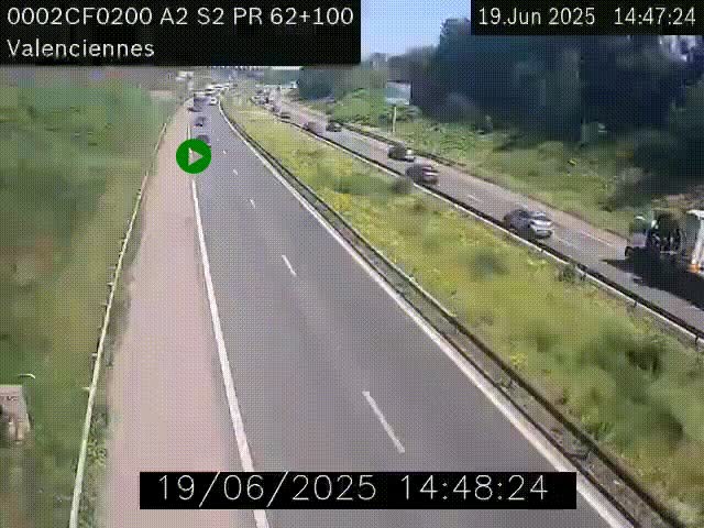 Webcam autoroute A2 à Valenciennes. Vue orientée vers Maubeuge et Mons (Belgique)