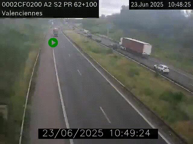 Webcam autoroute A2 à Valenciennes. Vue orientée vers Maubeuge et Mons (Belgique)