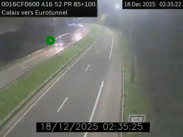 Webcam A16 à Calais en direction du Tunnel sous la Manche (Eurotunnel)