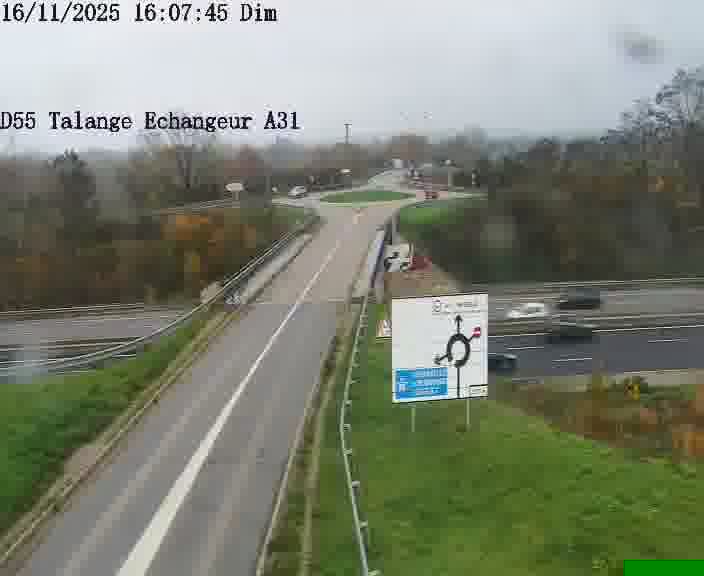 Webcam sur la D55 à Talange au niveau du pont surplombant l'A31 (sens droite-gauche vers Luxembourg). Vue orientée vers Ay-sur-Moselle.