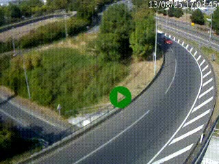 Caméra autoroute à la jonction entre l'A7 et la D301 (Boulevard urbain Sud de Lyon) à Feyzin, au sud de Lyon. Vue orientée vers Mions