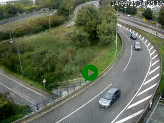 Caméra autoroute à la jonction entre l'A7 et la D301 (Boulevard urbain Sud de Lyon) à Feyzin, au sud de Lyon. Vue orientée vers Mions