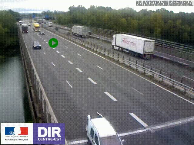 Caméra trafic à la jonction entre l'A46 (Rocade-est de Lyon) et l'A42 à hauteur de Vault-en-Velin en direction de Marseille