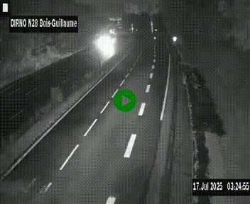 Webcam routière à hauteur de Bois-Guillaume en périphérie de Rouen. Vue orientée vers Rouen