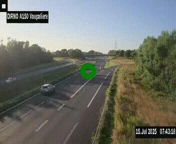 Webcam autoroute A150 à hauteur de La Vaupalière en périphérie de Rouen. Vue orientée vers Rouen
