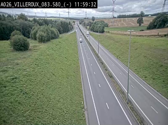 Webcam autoroute A26/E25 à hauteur de Vaux-sur-Sûre, à la jonction avec la N85 en direction de Liège - BK 83.6