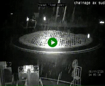 Webcam au nord d'Ax-les-Thermes au niveau de l'aire de chaînage de la N20. Vue orientée vers les Pyrénées, en direction de Pas de la Case