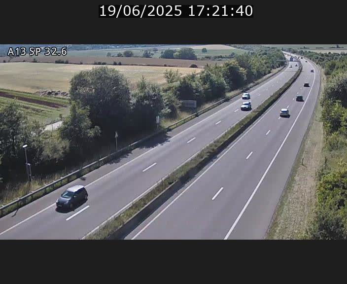 Webcam info trafic A13 à hauteur de Mondorf-les-bains. Vue orientée vers Altwies