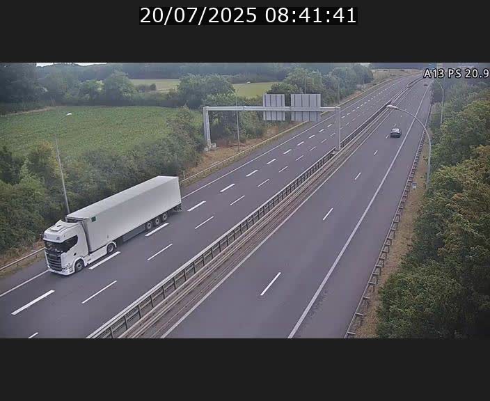 Traffic live webcam Luxembourg Croix de Bettembourg, rond-point d'Hellange - A13 direction Allemagne - BK 20.9
