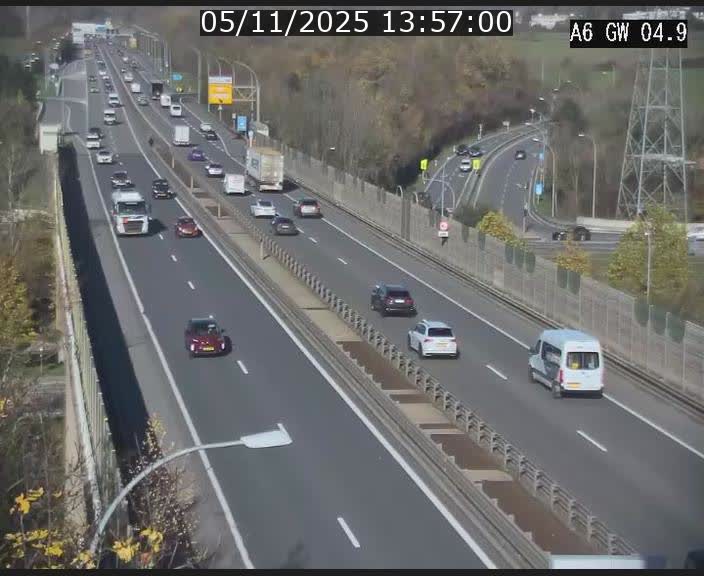 Traffic live webcam Luxembourg Croix de Cessange - A6 - BK 4.9 - direction Belgique