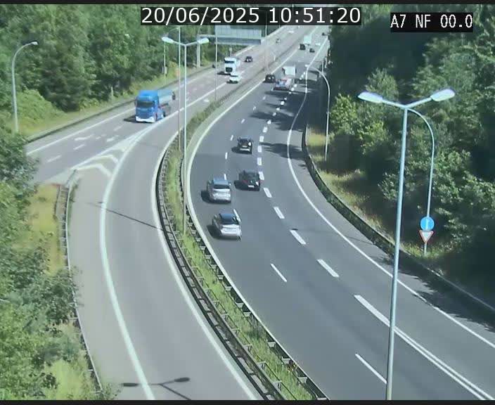 Caméra autoroute Luxembourg A7 - Echangeur A1/A7 Grünewald direction Tunnel Stafelter