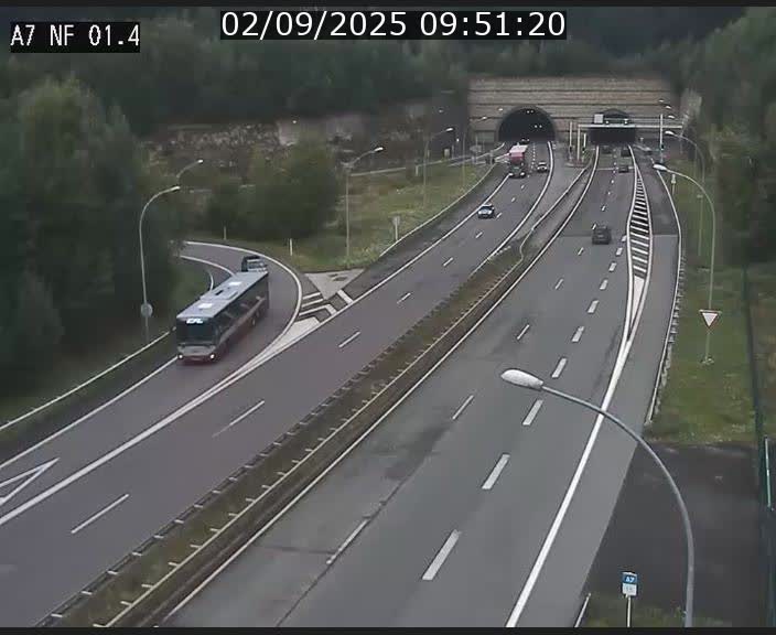 Caméra autoroute Luxembourg A7 - Echangeur Waldhaff - direction Tunnel Stafelter
