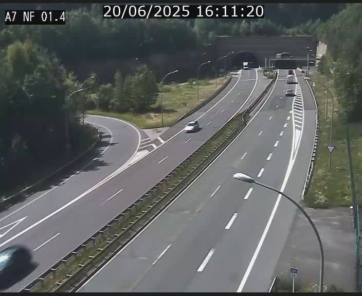 Caméra autoroute Luxembourg A7 - Echangeur Waldhaff - direction Tunnel Stafelter