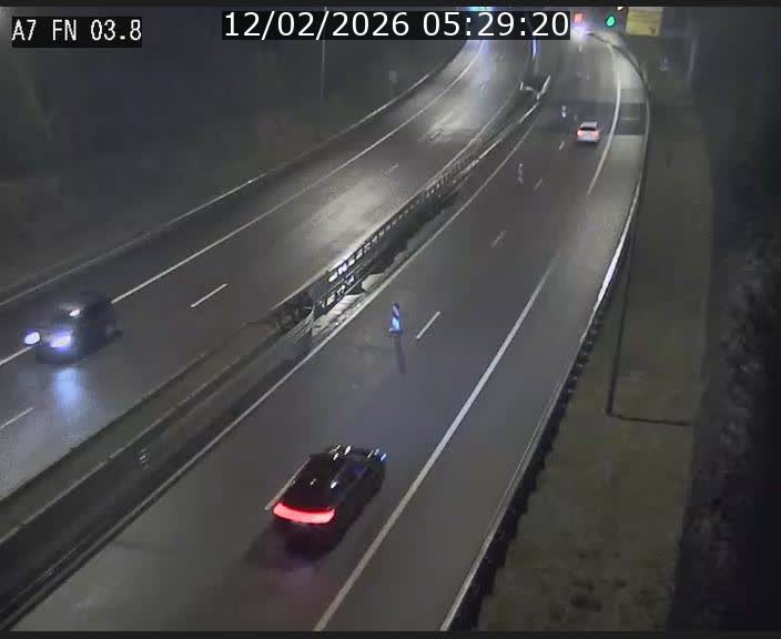 Caméra autoroute Luxembourg A7 - Passage à gibier Rëngelbour - direction Tunnel Stafelter