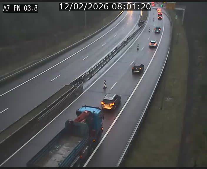 Caméra autoroute Luxembourg A7 - Passage à gibier Rëngelbour - direction Tunnel Stafelter