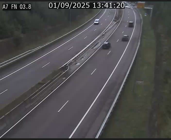 Caméra autoroute Luxembourg A7 - Passage à gibier Rëngelbour - direction Tunnel Stafelter