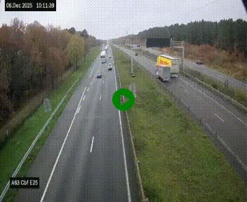 Webcam autoroute A63 en périphérie de Bordeaux au sud-est de la ville, en provenance du bassin d'Arcachon. Vue orientée vers Bordeaux