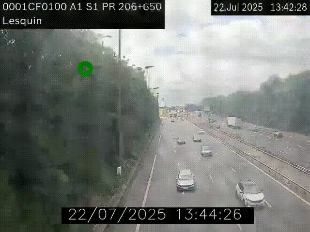 Webcam autoroute A1 à hauteur de Lesquin. Vue orientée vers Lille