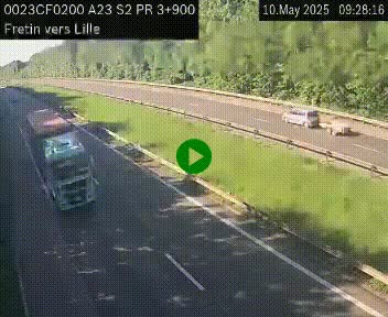 Webcam autoroute A23 à hauteur de Fretin. Vue orientée vers Lille