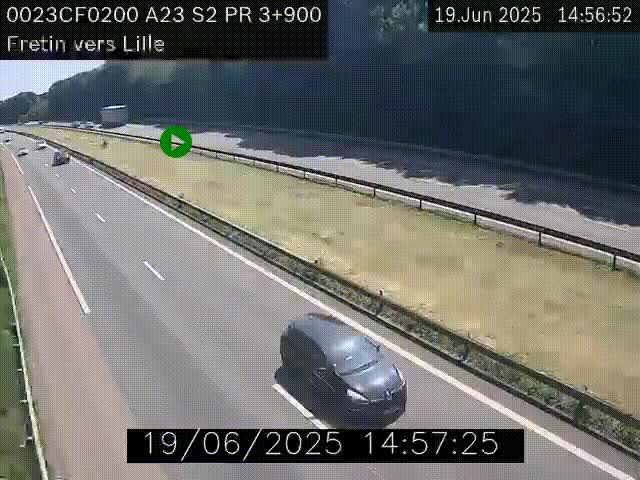 Webcam autoroute A23 à hauteur de Fretin. Vue orientée vers Lille