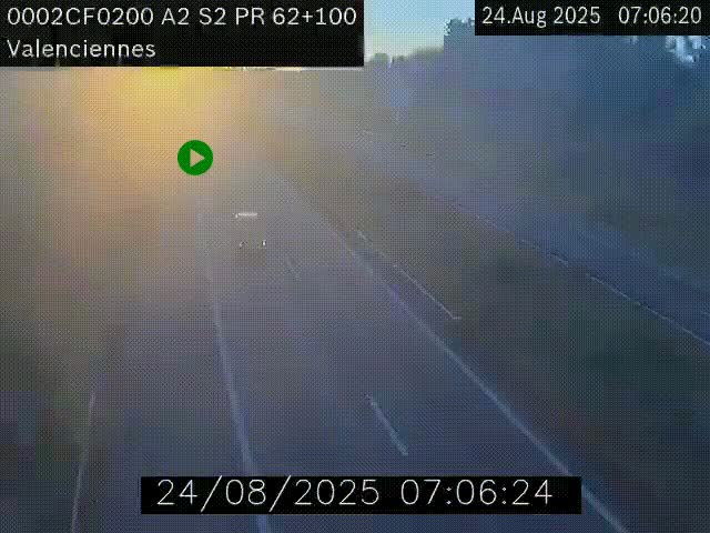 Webcam autoroute A2 à Valenciennes. Vue orientée vers Maubeuge et Mons (Belgique)