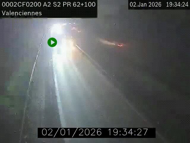 Webcam autoroute A2 à Valenciennes. Vue orientée vers Maubeuge et Mons (Belgique)