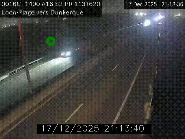 Webcam autoroute A16 à hauteur de Loon-Plage. Vue orientée vers Dunkerque et la Belgique.