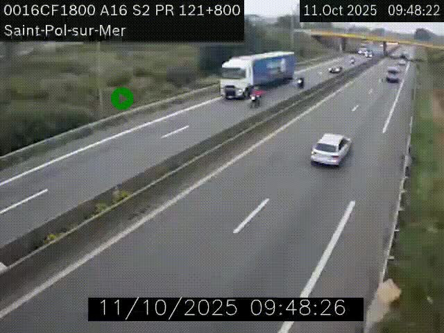 Webcam autoroute A16 à proximité de Dunkerque, à hauteur de la sortie Saint-Pol-sur-Mer. Vue orientée vers Calais