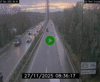 Webcam sur la N165 après le Pont de l'Iroise, à l'entrée de Brest