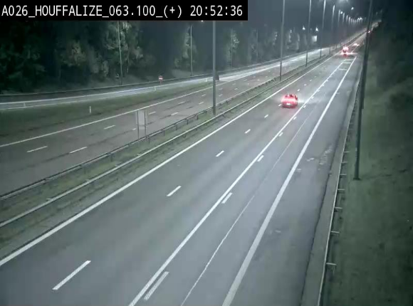 Webcam autoroute des Ardennes (E25/A26) à hauteur d'Houffalize. Vue orientée vers Baraque de Fraiture