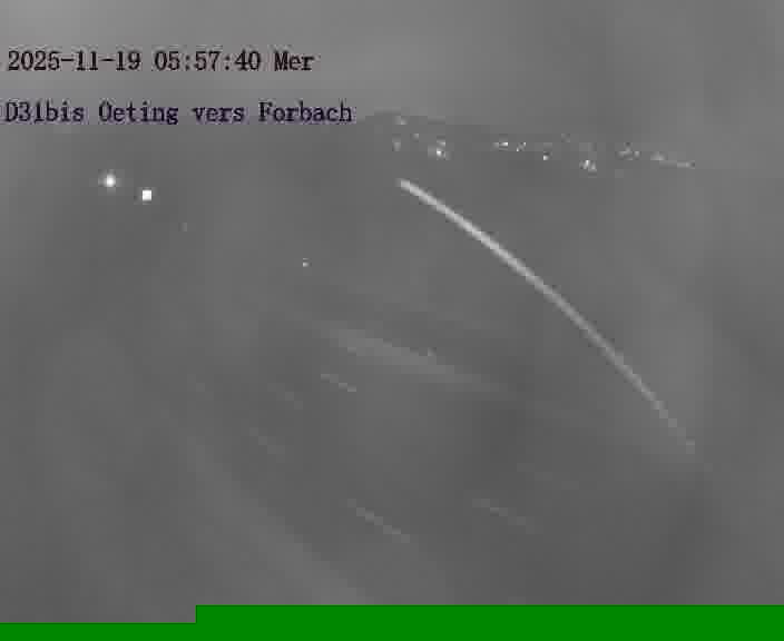 Caméra routière située sur D31bis (France) à Oeting, orientée vers Forbach, surveillant en continu la circulation locale et régionale.