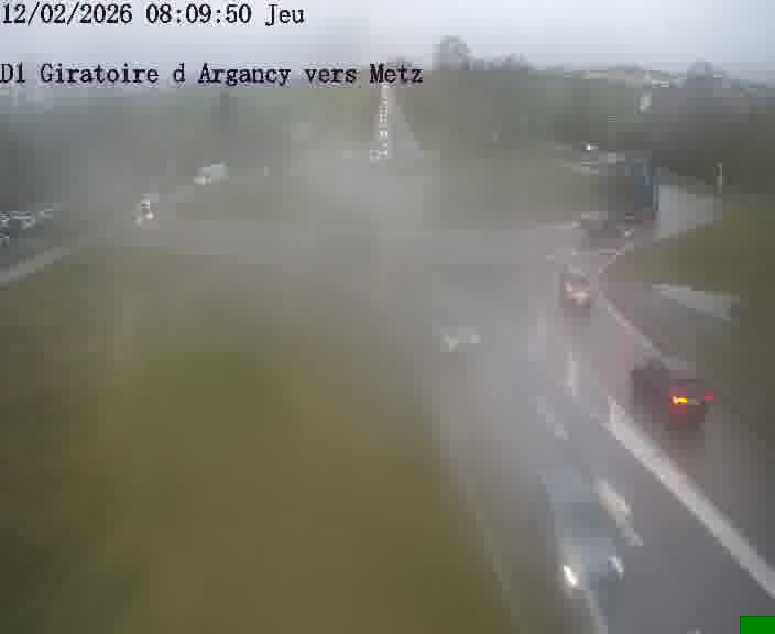 Webcam installée le long de D1 (France) à Argancy, pointée vers Metz, utile pour suivre précisément les conditions de trafic.