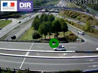 Webcam traffic à Grenoble-sud sur l'autoroute A480. Vue orientée vers l'entrée et la sortie de Grenoble