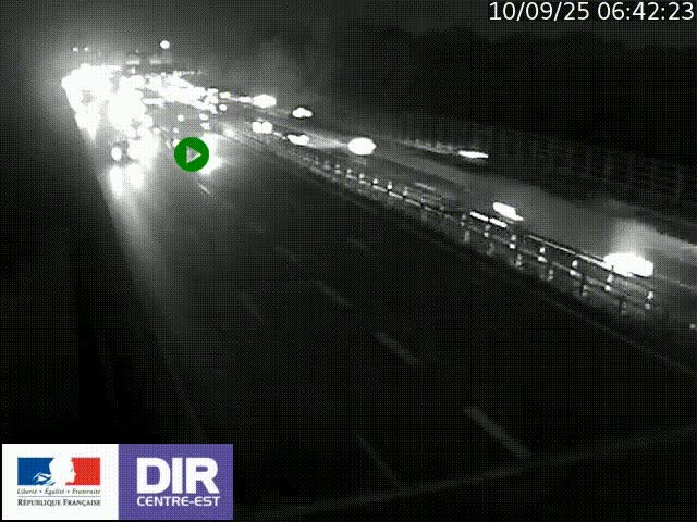Caméra trafic à la jonction entre l'A46 (Rocade-est de Lyon) et l'A42 à hauteur de Vault-en-Velin en direction de Marseille