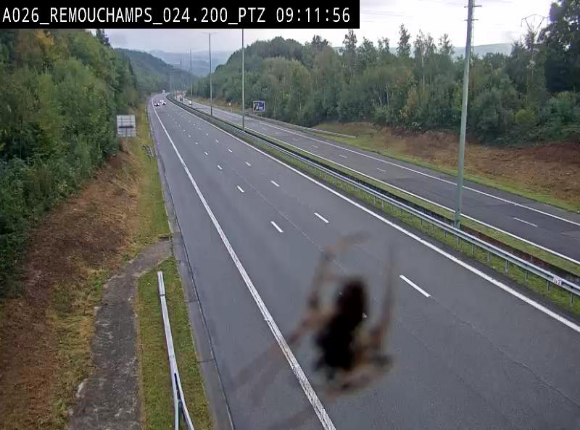 Webcam E25/A26 à Aywalle, à hauteur de Spa. Vue orientée vers Liège