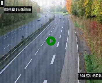 Webcam routière à hauteur de Bois-Guillaume en périphérie de Rouen. Vue orientée vers Rouen