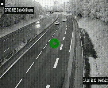Webcam routière à hauteur de Bois-Guillaume en périphérie de Rouen. Vue orientée vers Rouen