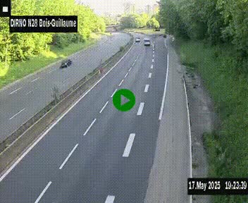 Webcam routière à hauteur de Bois-Guillaume en périphérie de Rouen. Vue orientée vers Rouen