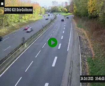 Webcam routière à hauteur de Bois-Guillaume en périphérie de Rouen. Vue orientée vers Rouen